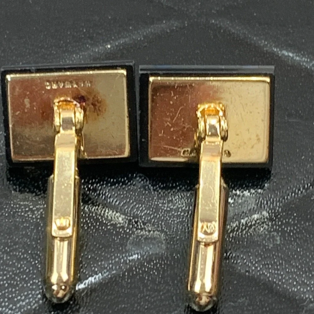 Vintage Hayward Cufflinks, Gold Tone with Black &‎ Mother of Pearl Inlay